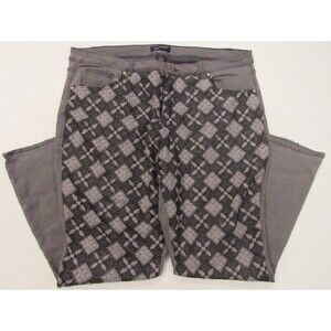 Ashley Stewart Crochet Embroidered Front Gray Flared Leg Jeans Size 24 NWT